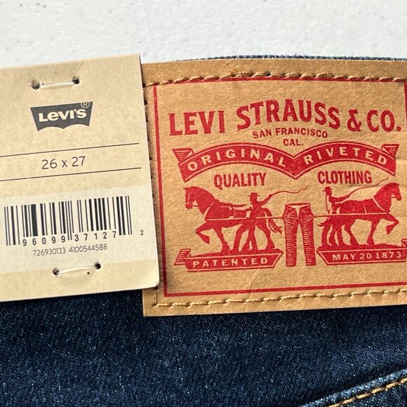 Levis Rib Cage Straight Ankle Jeans Womens 26 X 27 Button Fly Distressed Denim - Picture 5 of 13